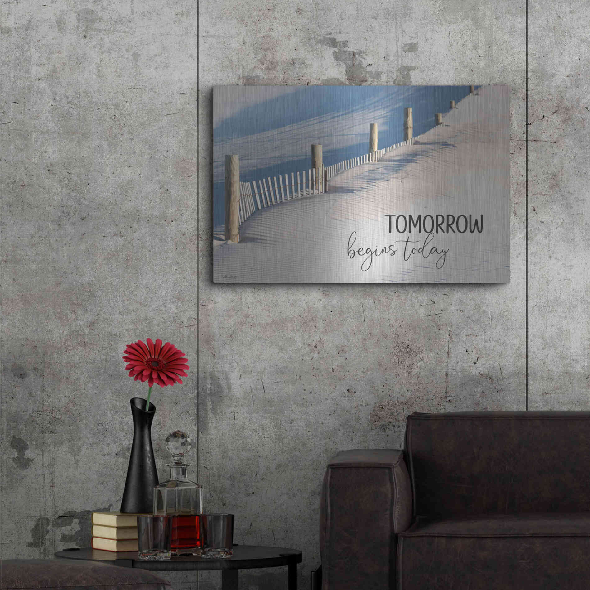 Luxe Metal Art 'Tomorrow Begins Today' by Lori Deiter, Metal Wall Art,36x24
