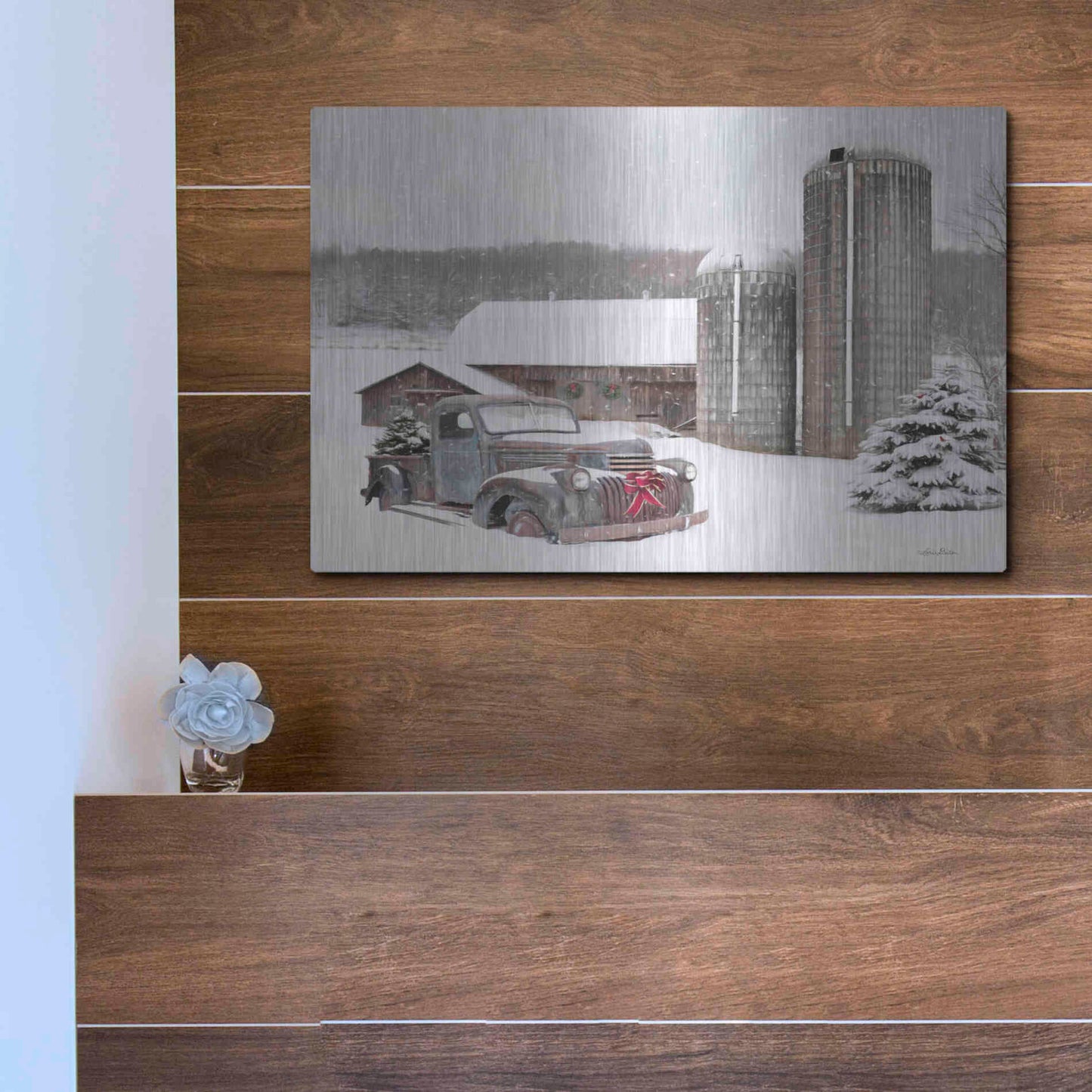 Luxe Metal Art 'North Country Christmas' by Lori Deiter, Metal Wall Art,16x12