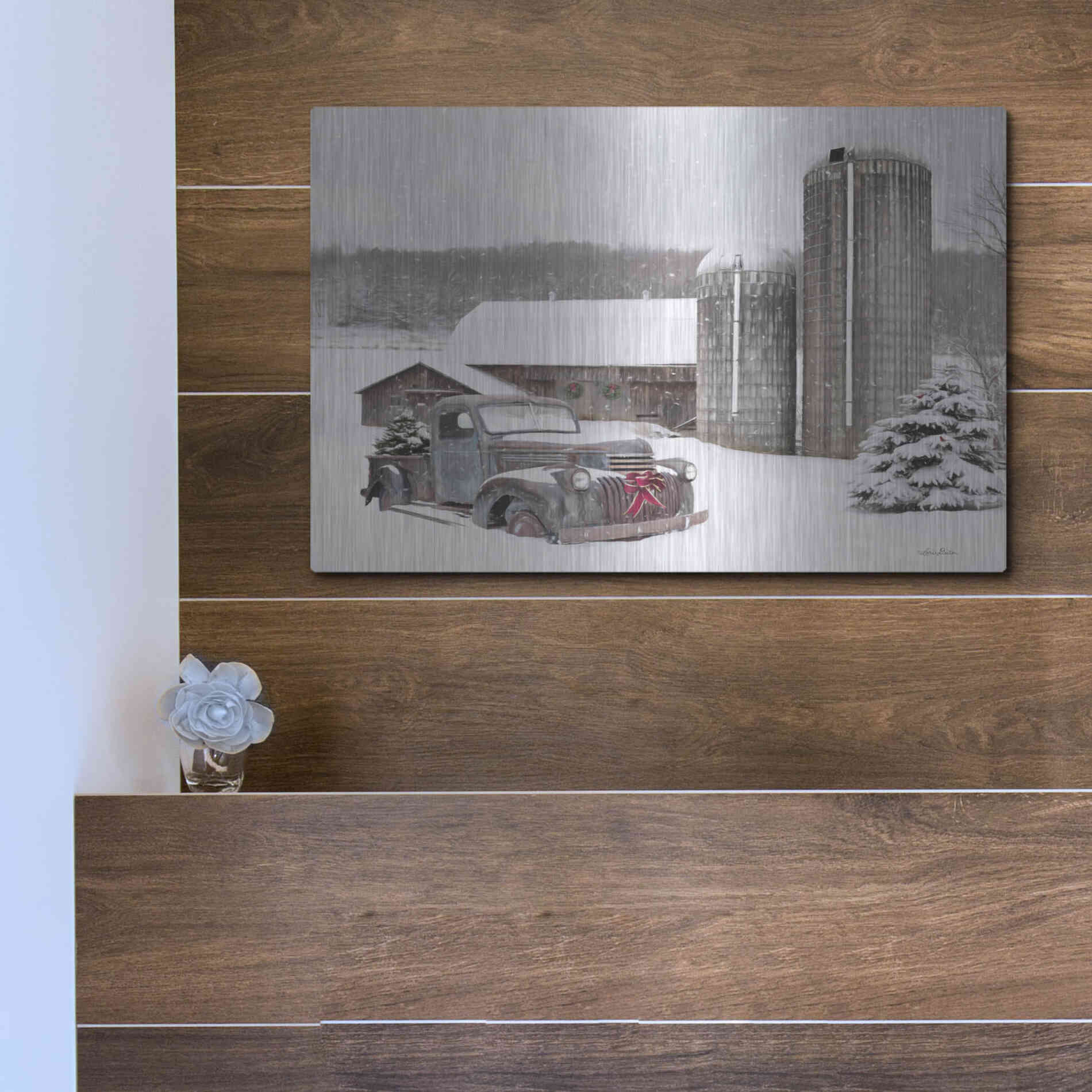 Luxe Metal Art 'North Country Christmas' by Lori Deiter, Metal Wall Art,16x12