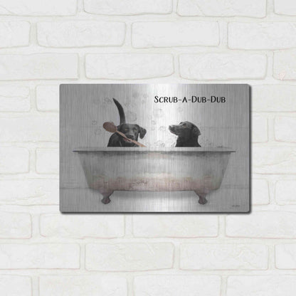 Luxe Metal Art 'Scrub-a-Dub-Dub' by Lori Deiter, Metal Wall Art,16x12