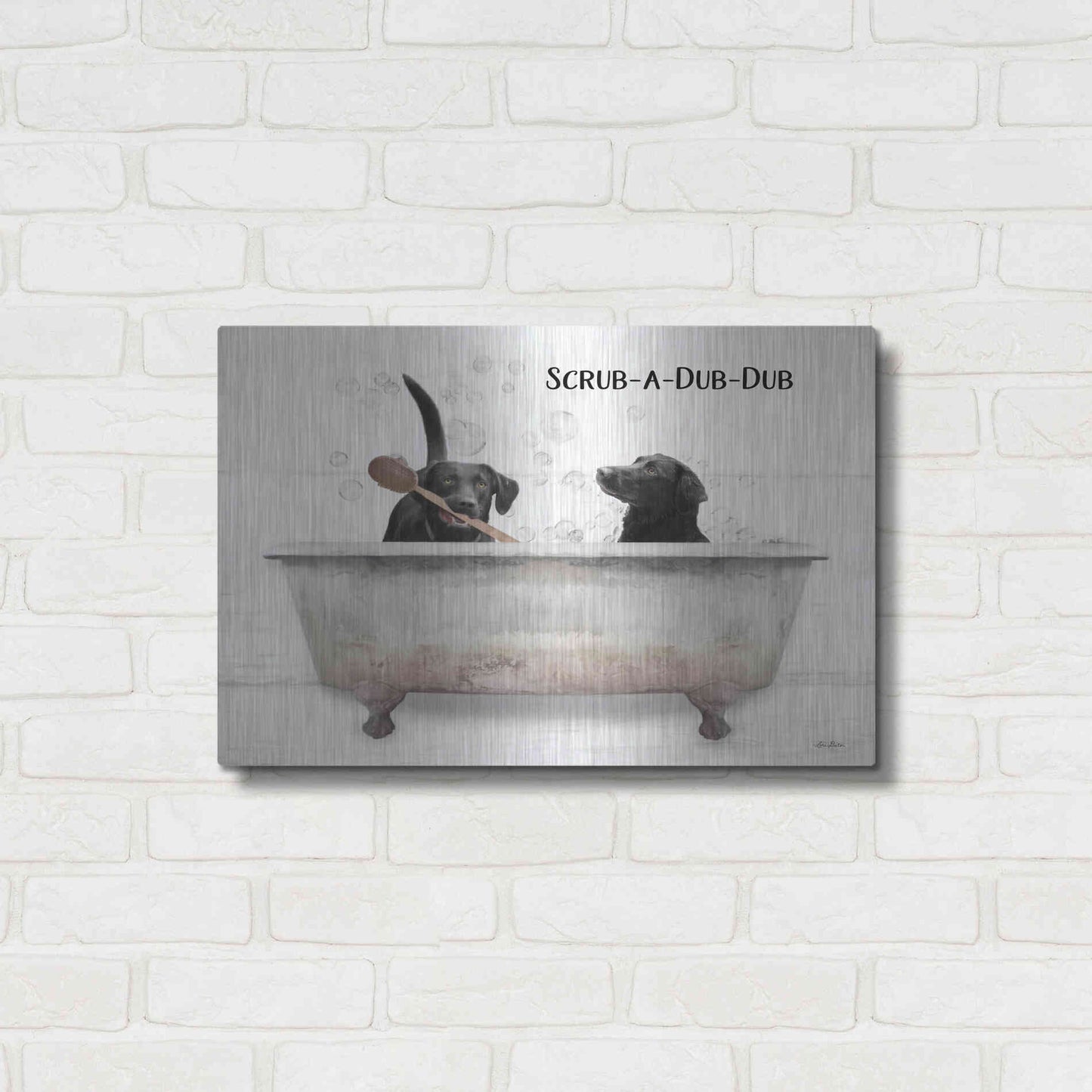 Luxe Metal Art 'Scrub-a-Dub-Dub' by Lori Deiter, Metal Wall Art,24x16
