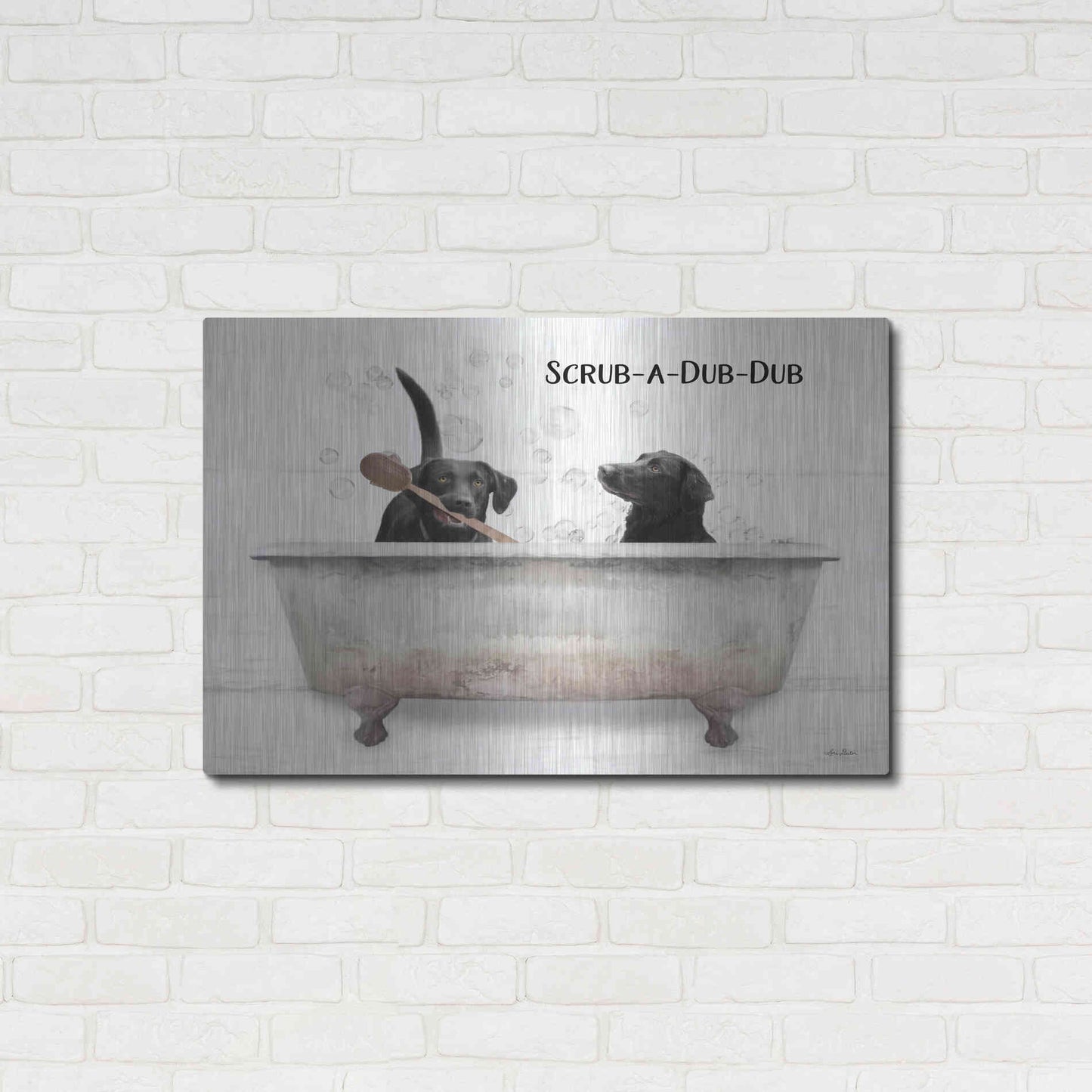 Luxe Metal Art 'Scrub-a-Dub-Dub' by Lori Deiter, Metal Wall Art,36x24