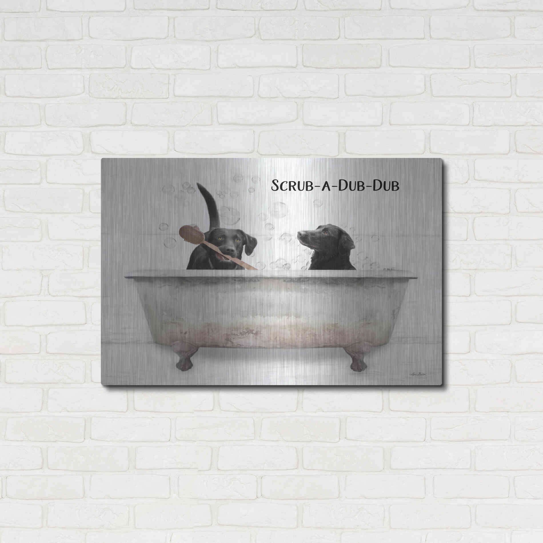 Luxe Metal Art 'Scrub-a-Dub-Dub' by Lori Deiter, Metal Wall Art,36x24