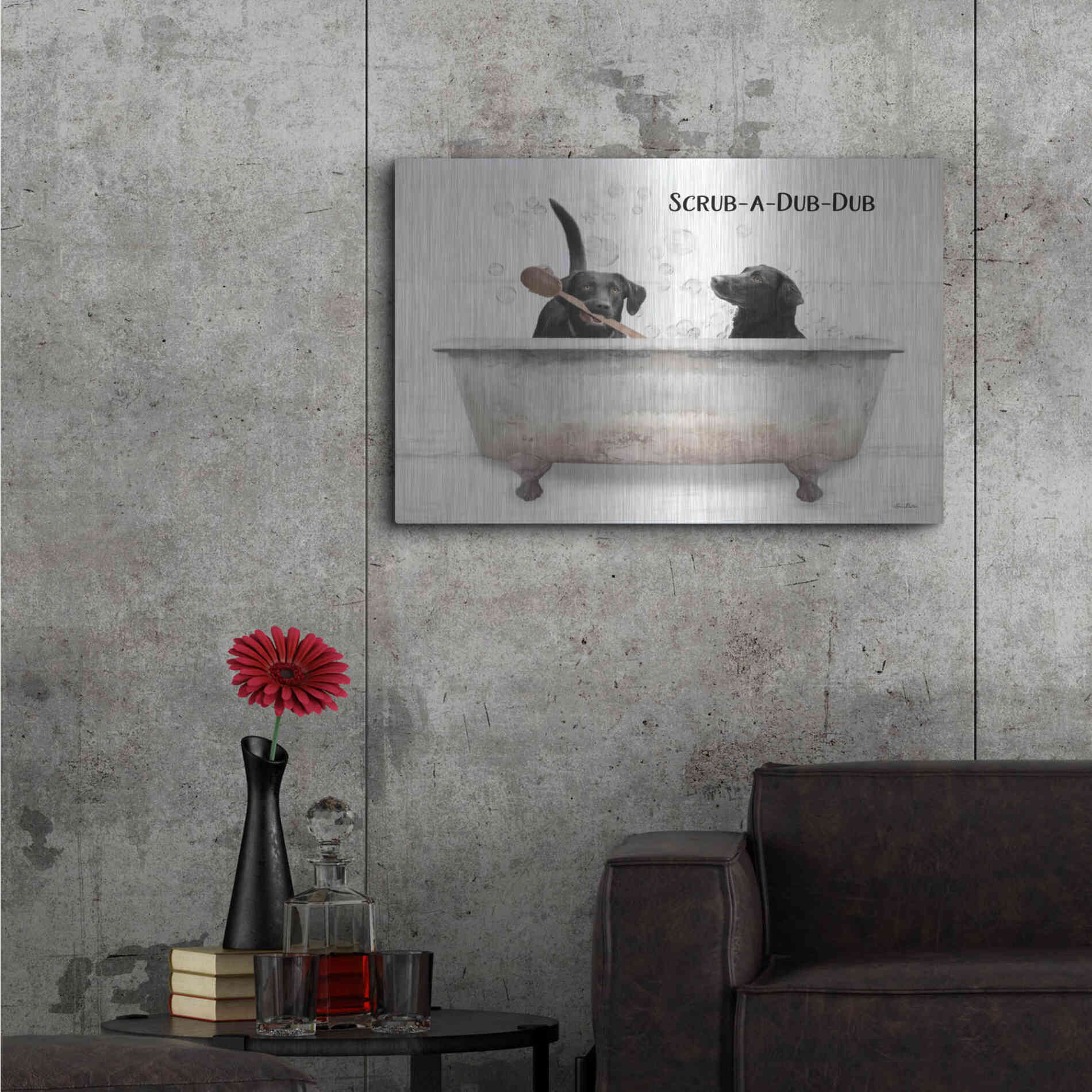 Luxe Metal Art 'Scrub-a-Dub-Dub' by Lori Deiter, Metal Wall Art,36x24