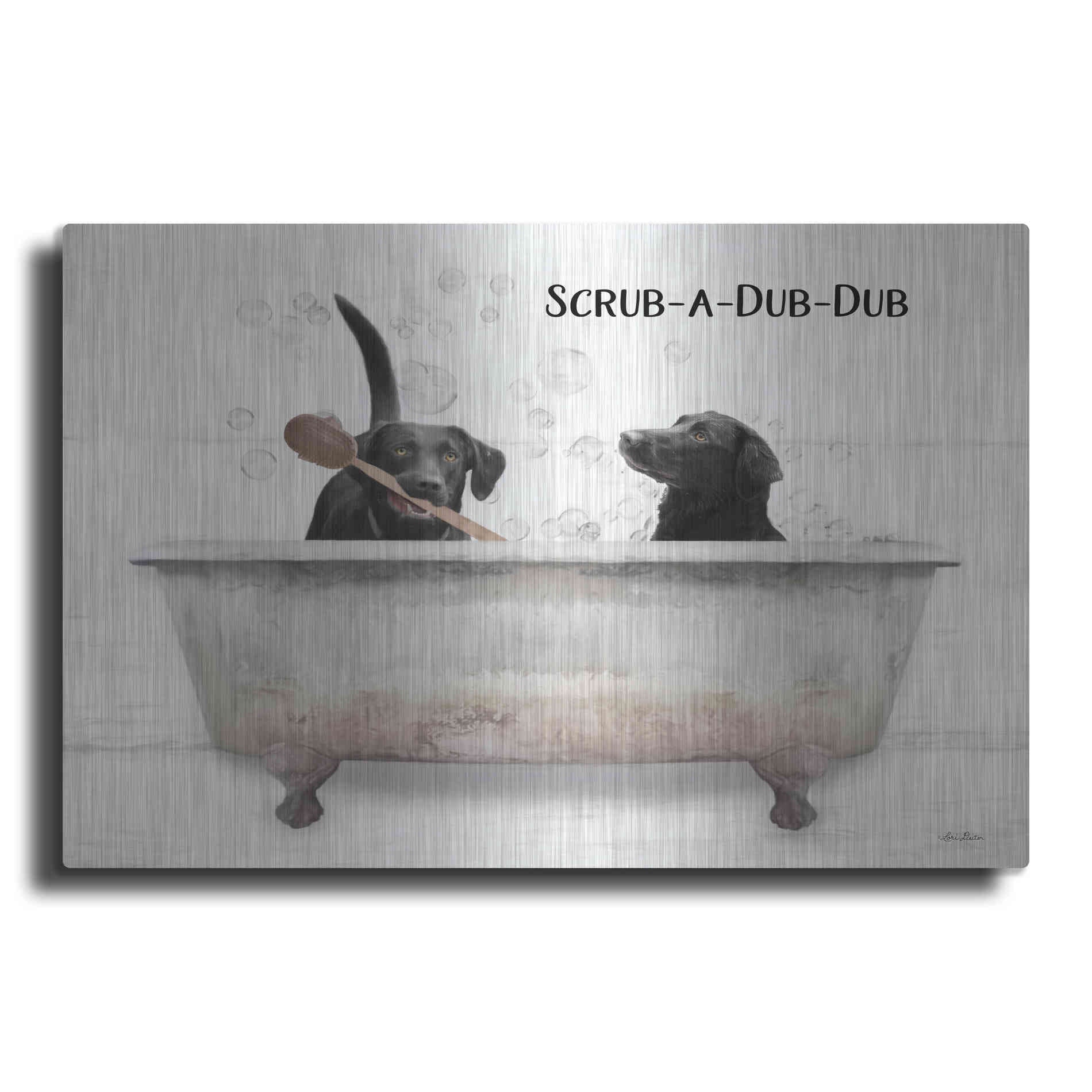 Luxe Metal Art 'Scrub-a-Dub-Dub' by Lori Deiter, Metal Wall Art