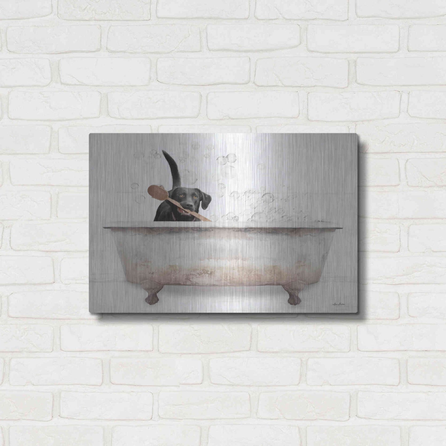 Luxe Metal Art 'Scrubbing Bubbles' by Lori Deiter, Metal Wall Art,24x16