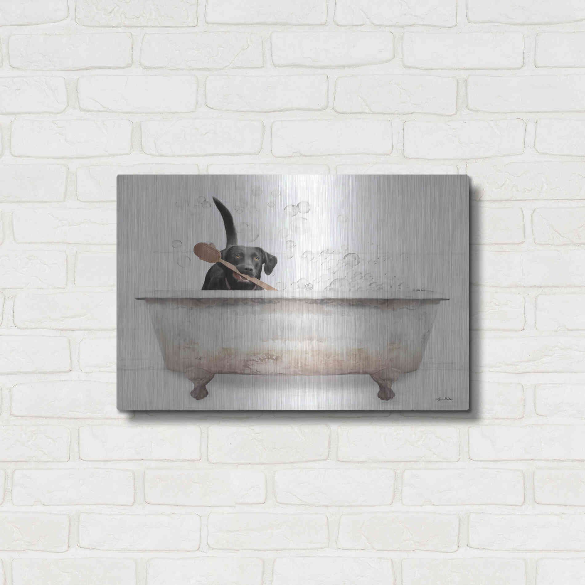Luxe Metal Art 'Scrubbing Bubbles' by Lori Deiter, Metal Wall Art,24x16