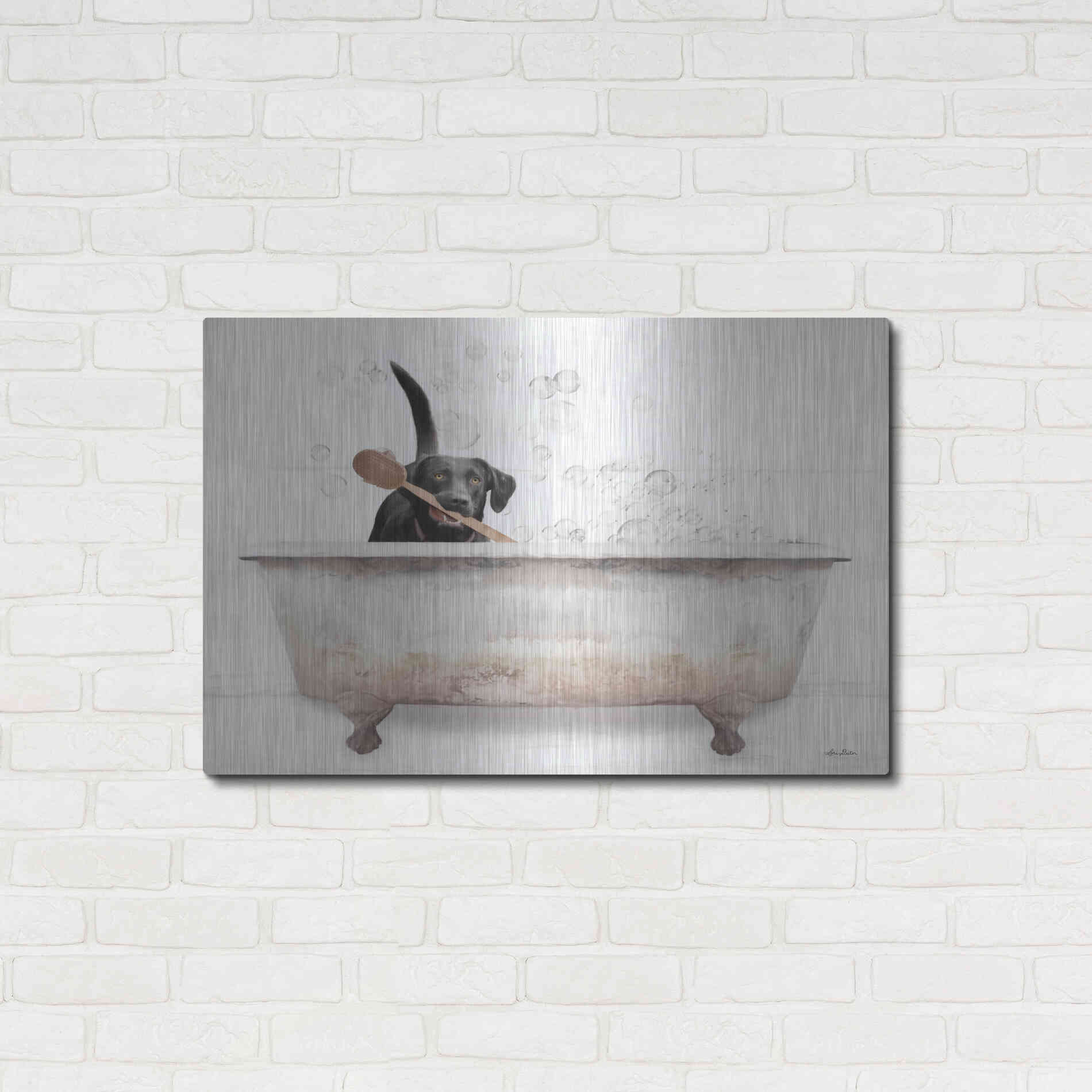 Luxe Metal Art 'Scrubbing Bubbles' by Lori Deiter, Metal Wall Art,36x24