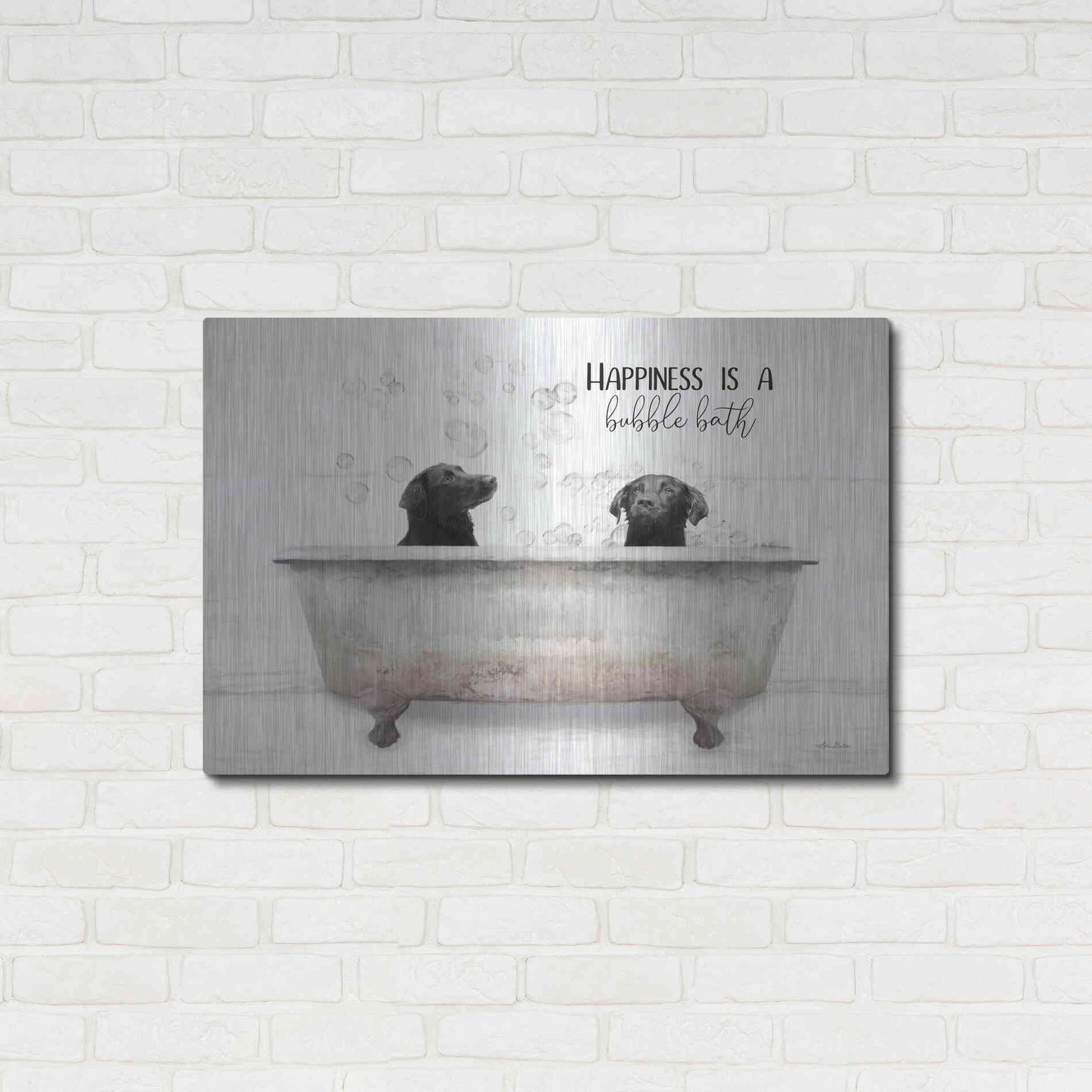 Luxe Metal Art 'Happiness is a Bubble Bath' by Lori Deiter, Metal Wall Art,36x24