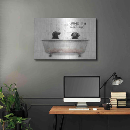 Luxe Metal Art 'Happiness is a Bubble Bath' by Lori Deiter, Metal Wall Art,36x24