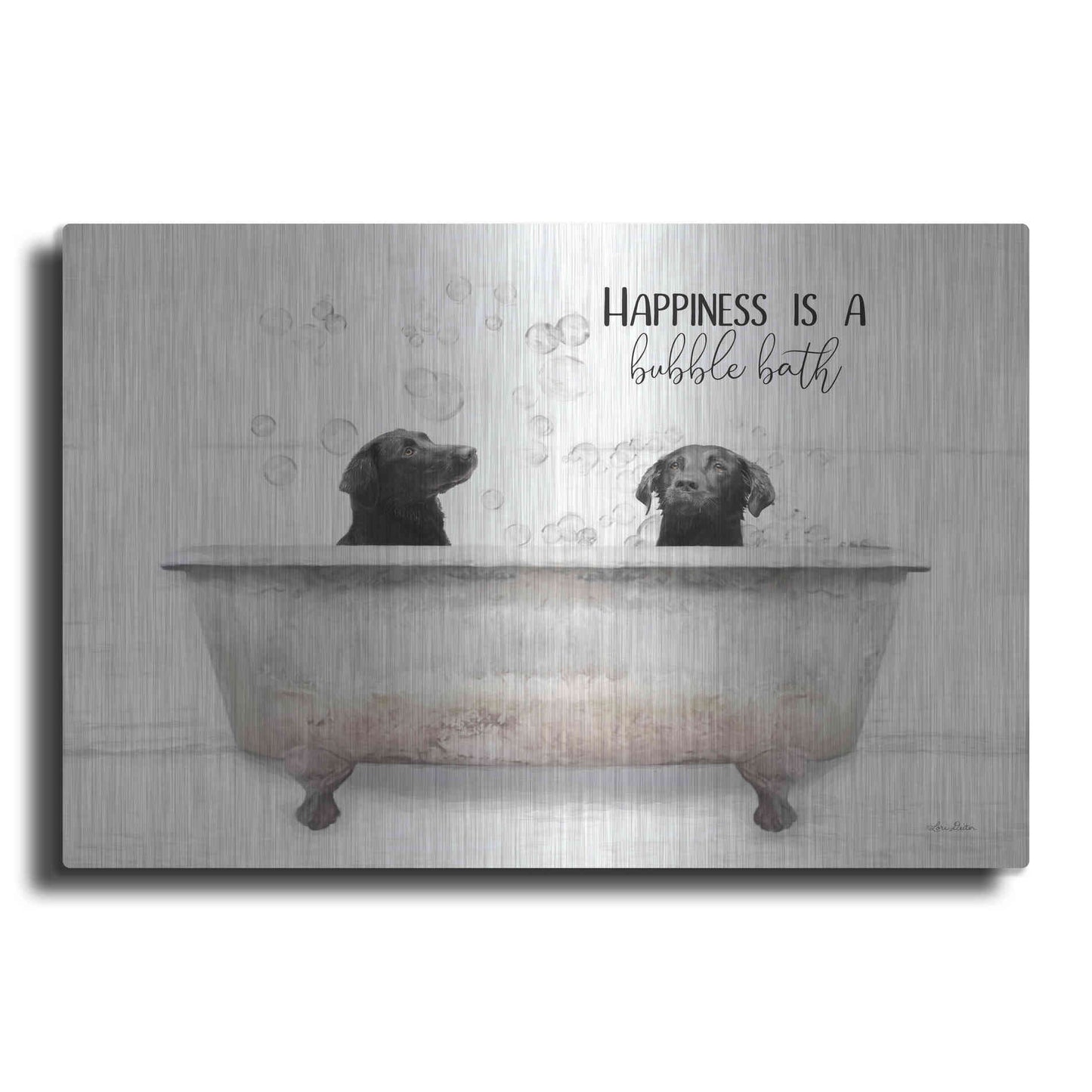 Luxe Metal Art 'Happiness is a Bubble Bath' by Lori Deiter, Metal Wall Art
