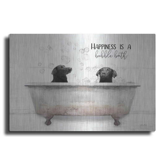 Luxe Metal Art 'Happiness is a Bubble Bath' by Lori Deiter, Metal Wall Art