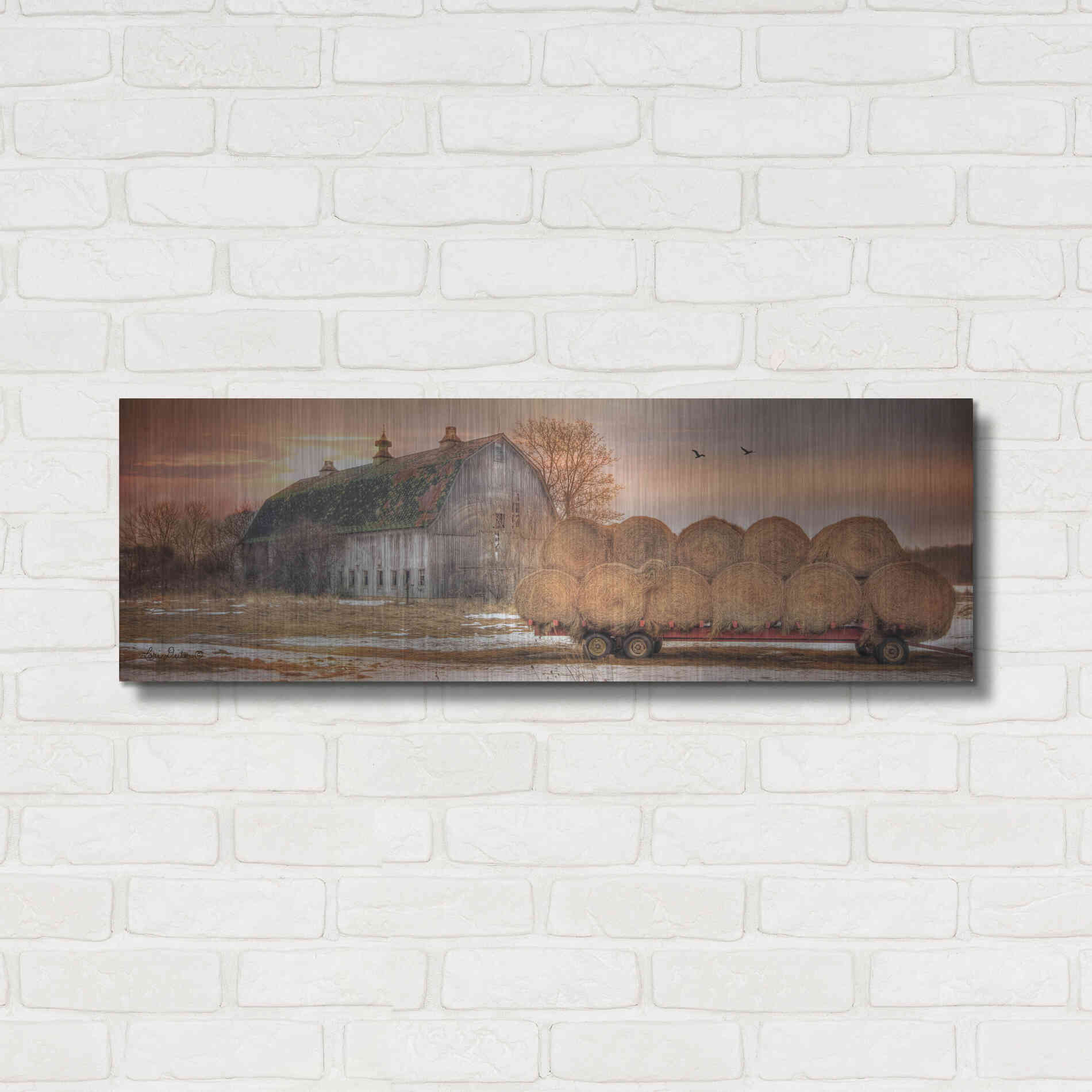 Luxe Metal Art 'Sunset on the Far' by Lori Deiter, Metal Wall Art,36x12