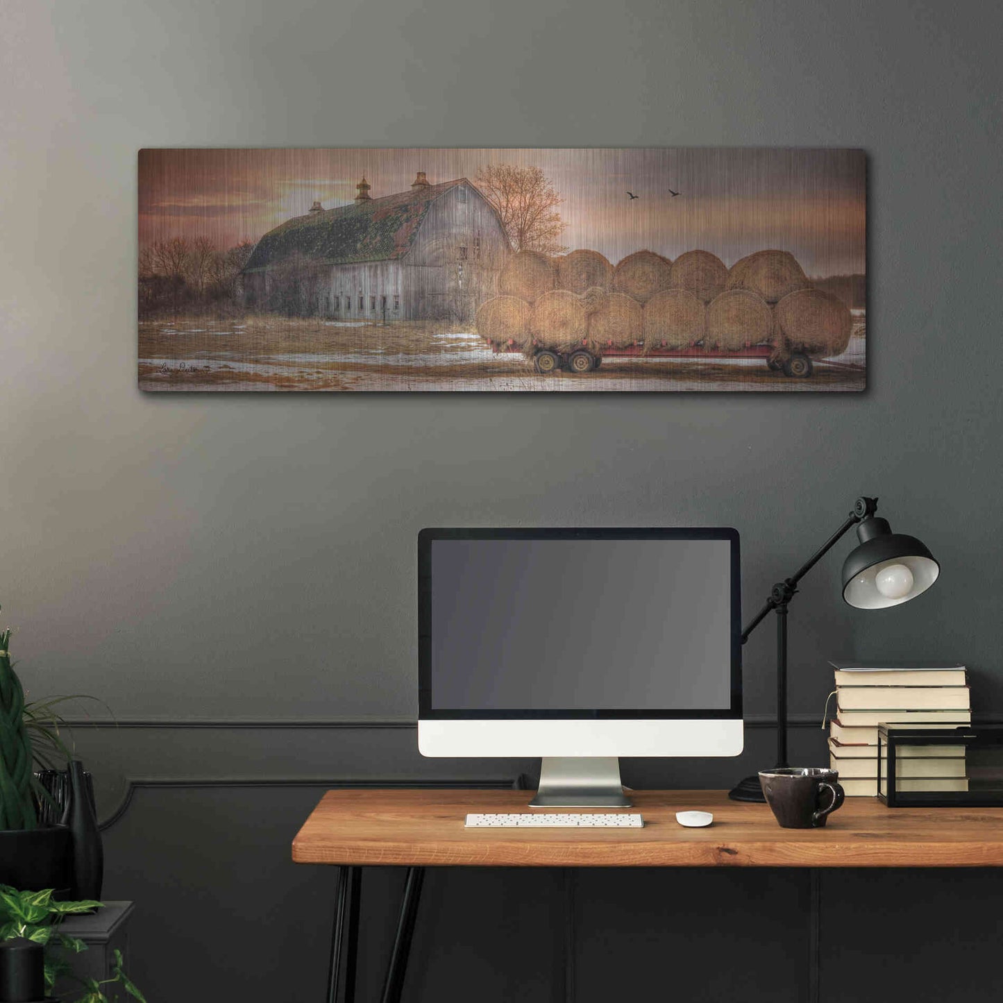 Luxe Metal Art 'Sunset on the Far' by Lori Deiter, Metal Wall Art,48x16