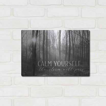 Luxe Metal Art 'Calm Yourself' by Lori Deiter, Metal Wall Art,16x12