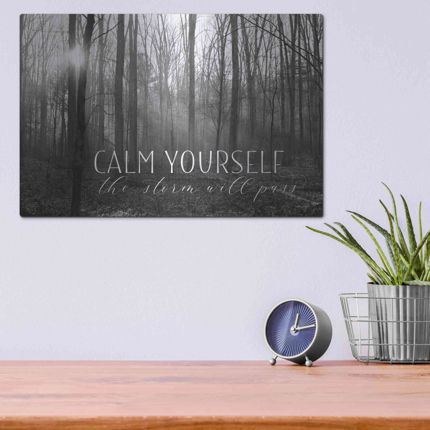 Luxe Metal Art 'Calm Yourself' by Lori Deiter, Metal Wall Art,16x12