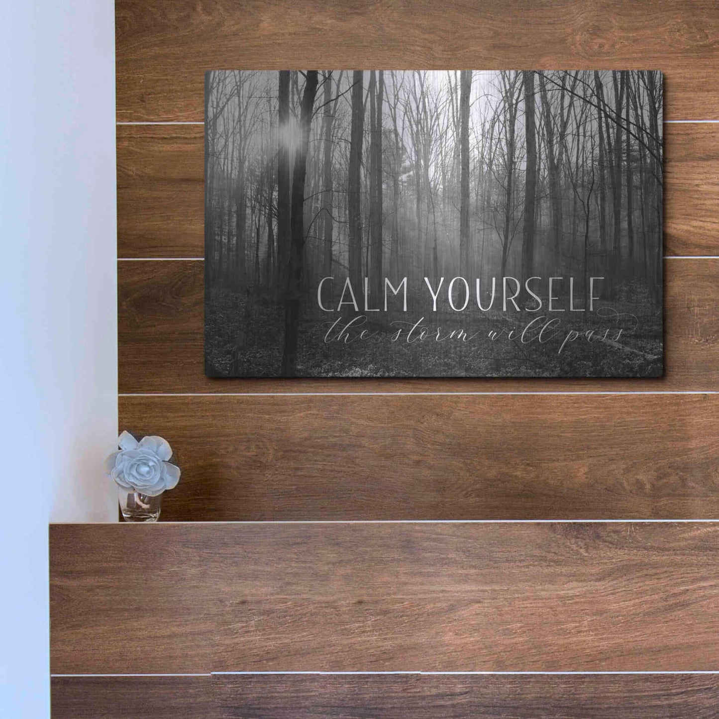 Luxe Metal Art 'Calm Yourself' by Lori Deiter, Metal Wall Art,16x12