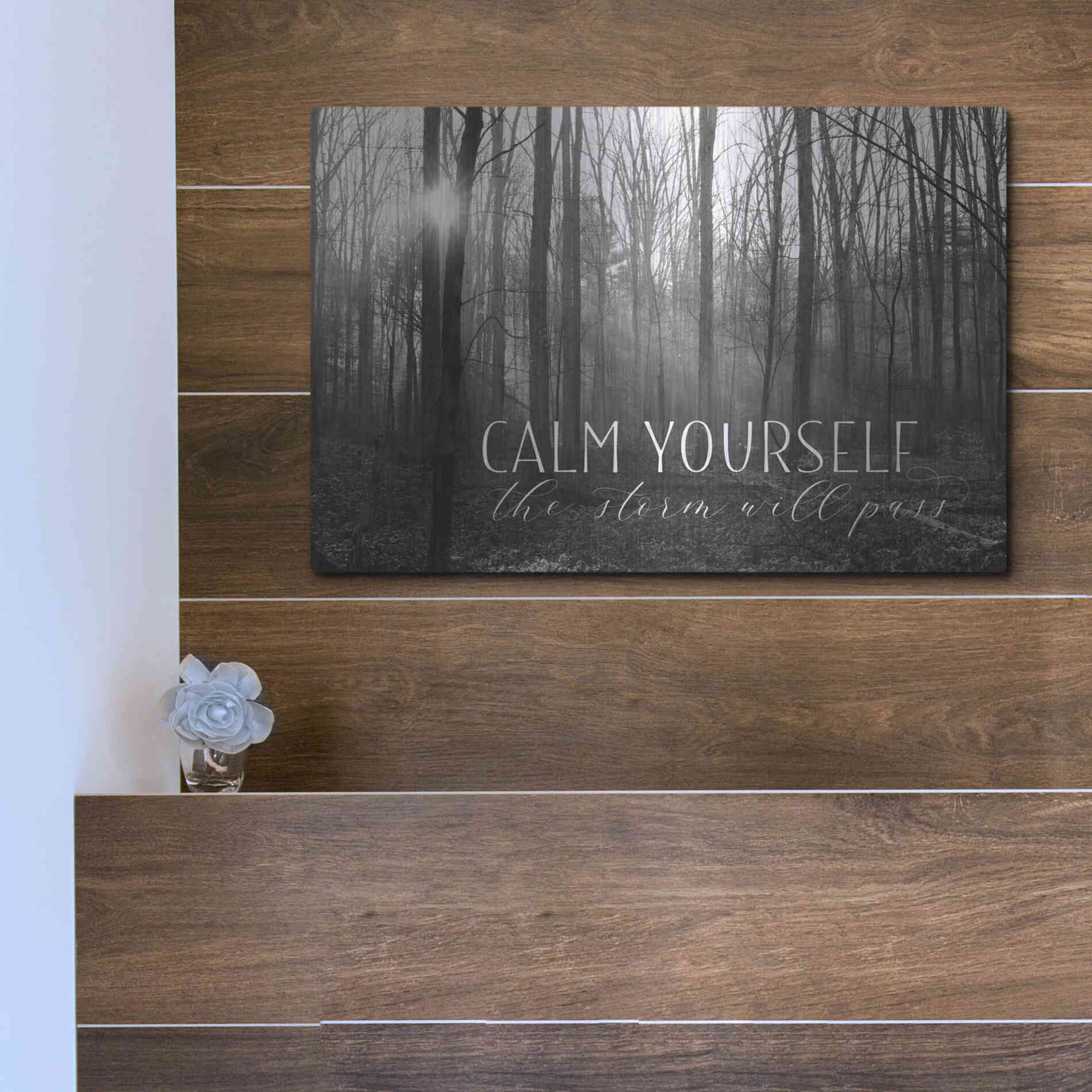 Luxe Metal Art 'Calm Yourself' by Lori Deiter, Metal Wall Art,16x12