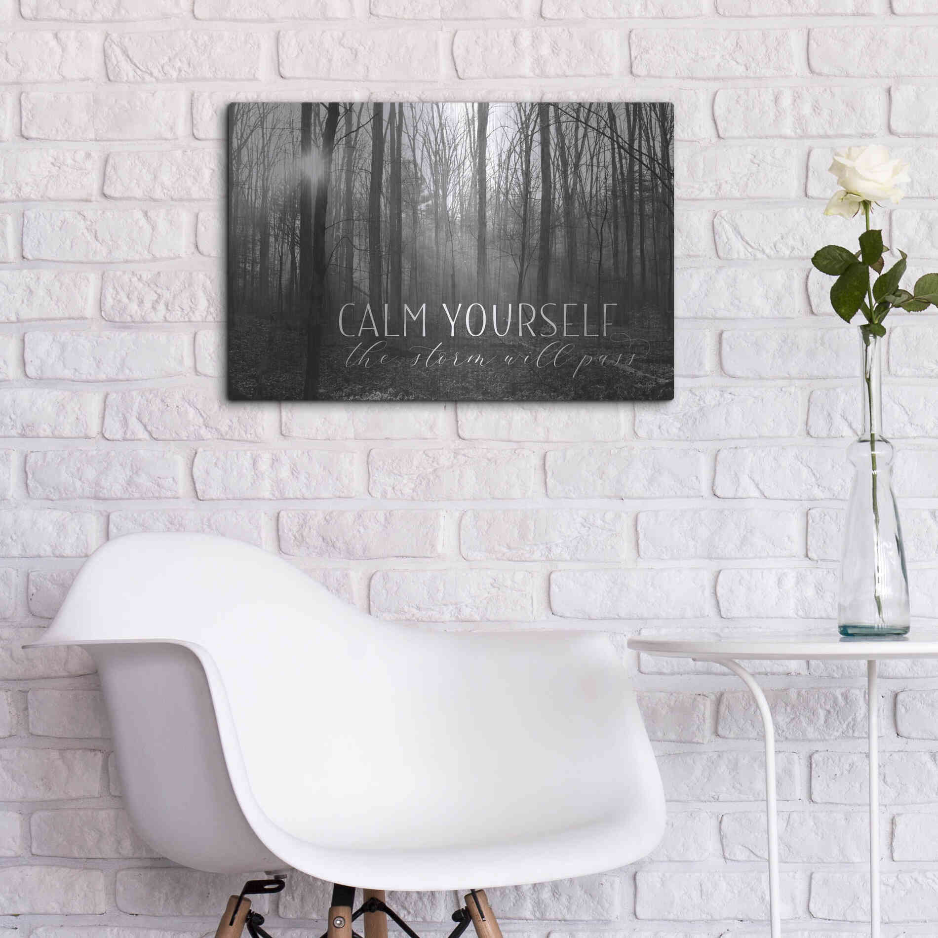 Luxe Metal Art 'Calm Yourself' by Lori Deiter, Metal Wall Art,24x16
