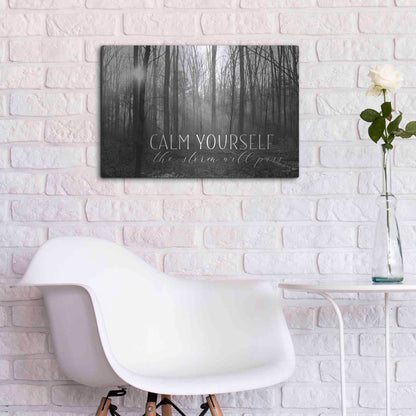 Luxe Metal Art 'Calm Yourself' by Lori Deiter, Metal Wall Art,24x16