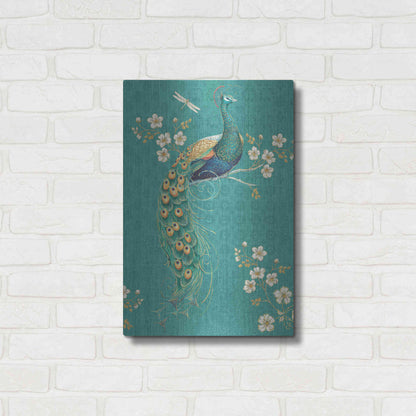 Luxe Metal Art 'Ornate Peacock IXD' by Daphne Brissonet, Metal Wall Art,16x24