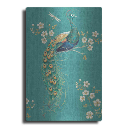 Luxe Metal Art 'Ornate Peacock IXD' by Daphne Brissonet, Metal Wall Art