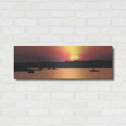 Luxe Metal Art 'River Sunset' by Lori Deiter, Metal Wall Art,36x12