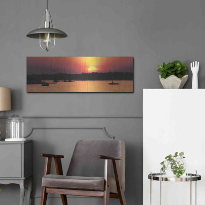Luxe Metal Art 'River Sunset' by Lori Deiter, Metal Wall Art,36x12