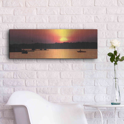 Luxe Metal Art 'River Sunset' by Lori Deiter, Metal Wall Art,36x12