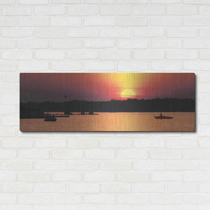 Luxe Metal Art 'River Sunset' by Lori Deiter, Metal Wall Art,48x16