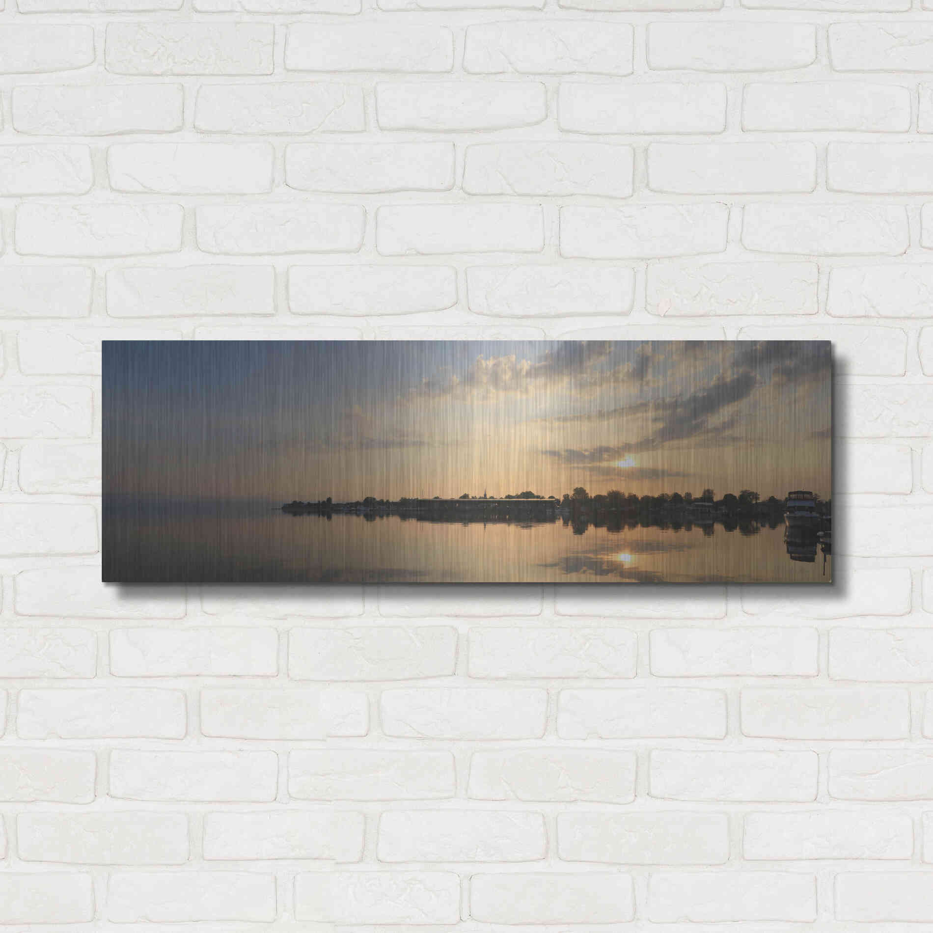 Luxe Metal Art 'French Bay Sunrise' by Lori Deiter, Metal Wall Art,36x12