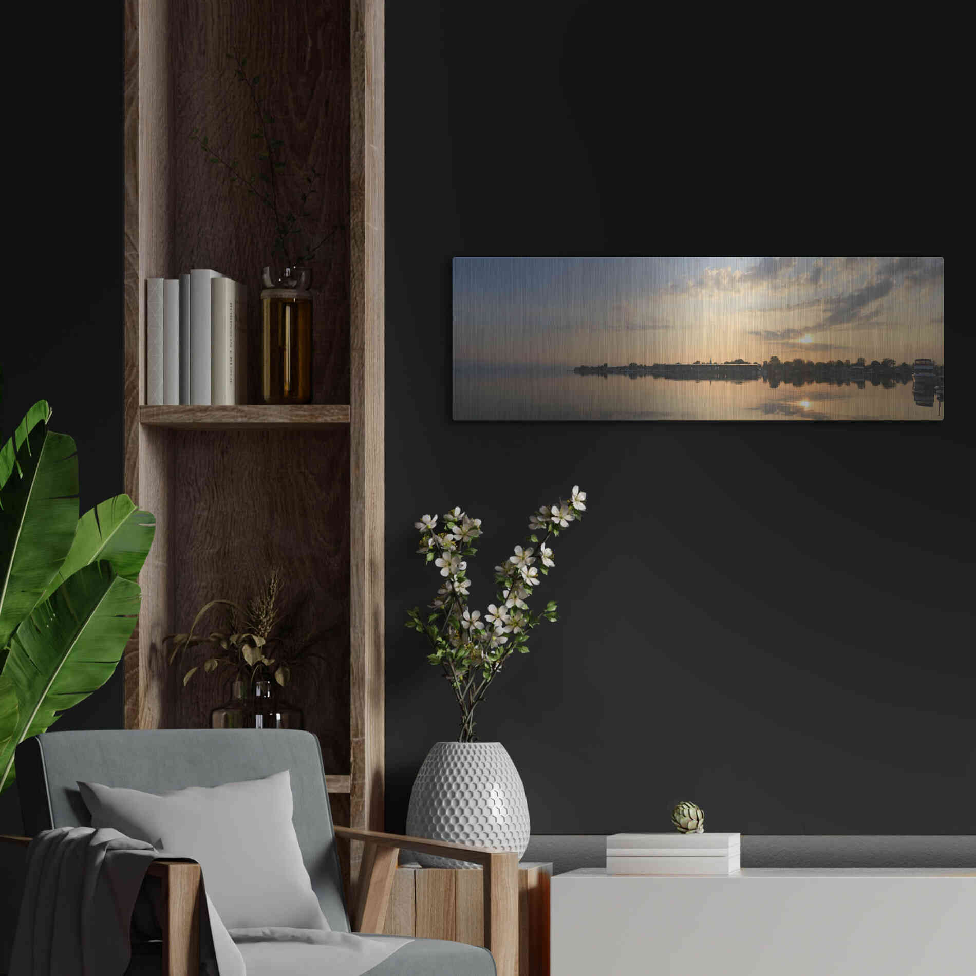 Luxe Metal Art 'French Bay Sunrise' by Lori Deiter, Metal Wall Art,36x12