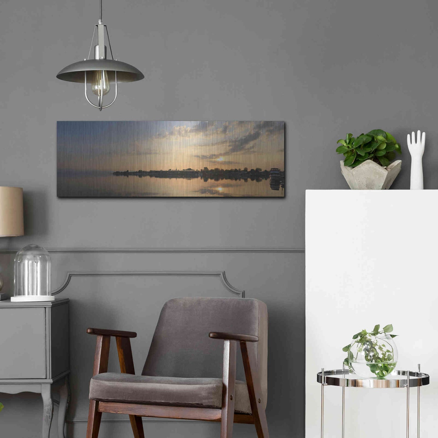 Luxe Metal Art 'French Bay Sunrise' by Lori Deiter, Metal Wall Art,36x12