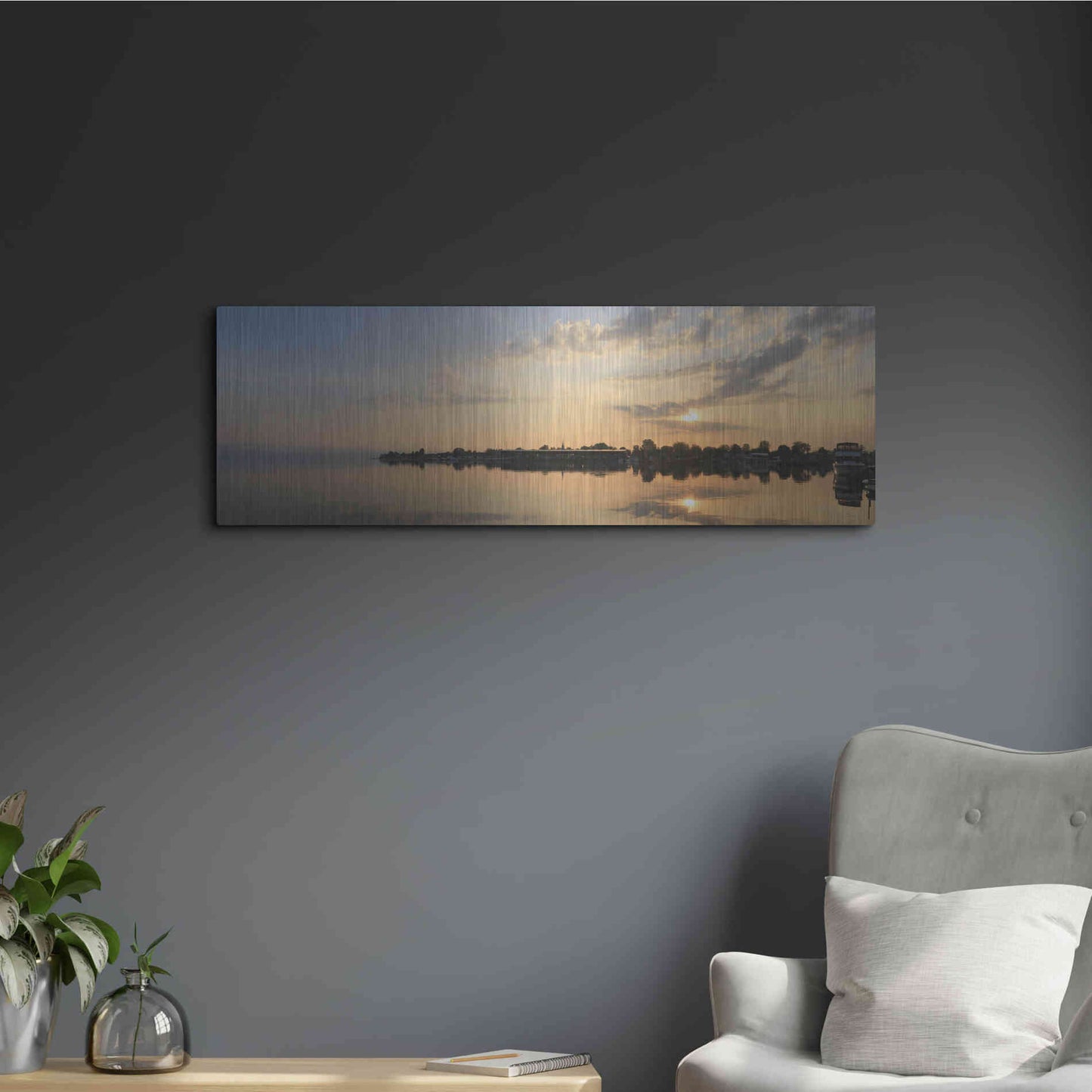 Luxe Metal Art 'French Bay Sunrise' by Lori Deiter, Metal Wall Art,36x12