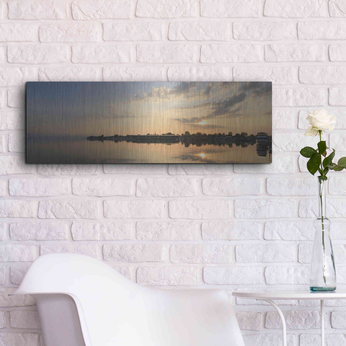 Luxe Metal Art 'French Bay Sunrise' by Lori Deiter, Metal Wall Art,36x12