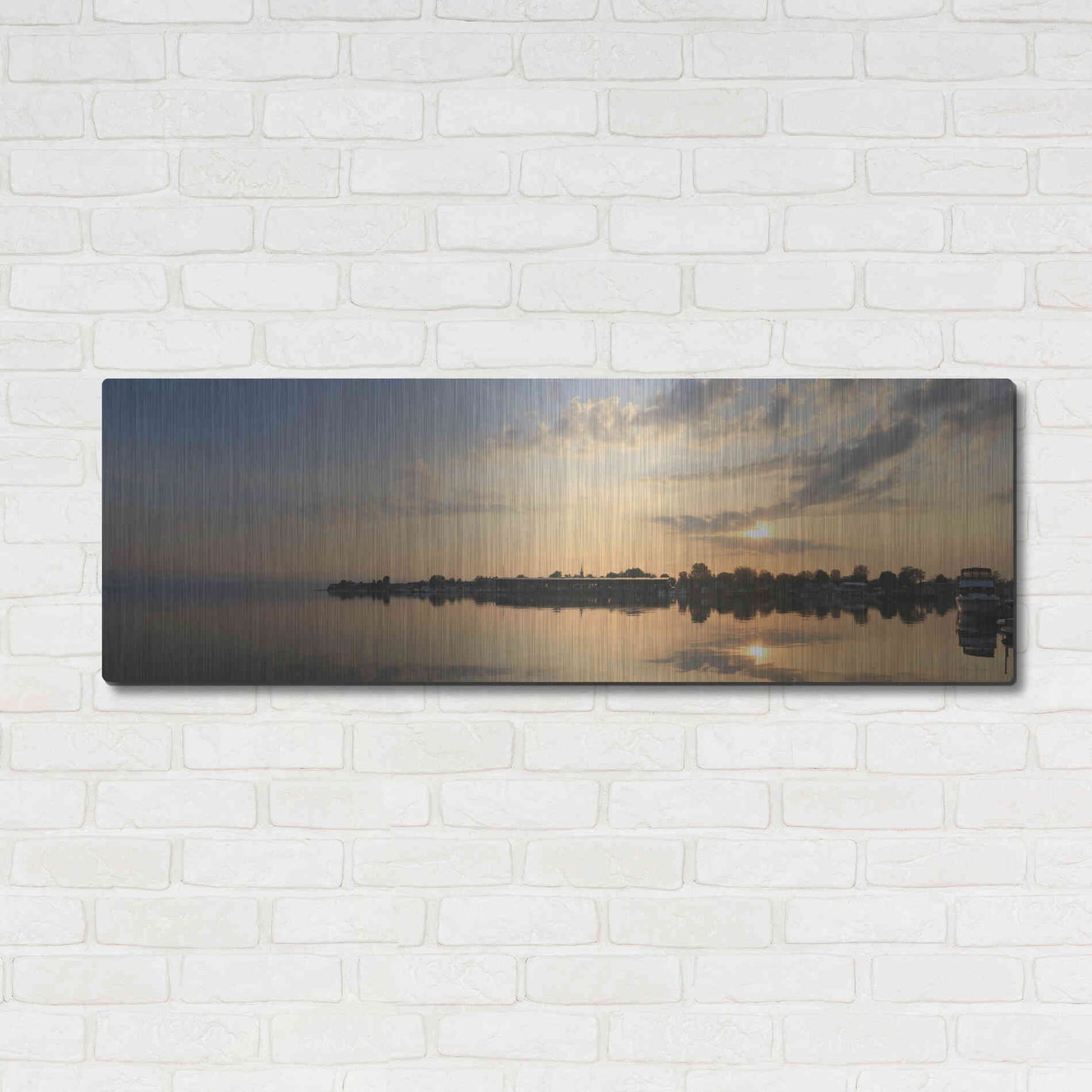 Luxe Metal Art 'French Bay Sunrise' by Lori Deiter, Metal Wall Art,48x16