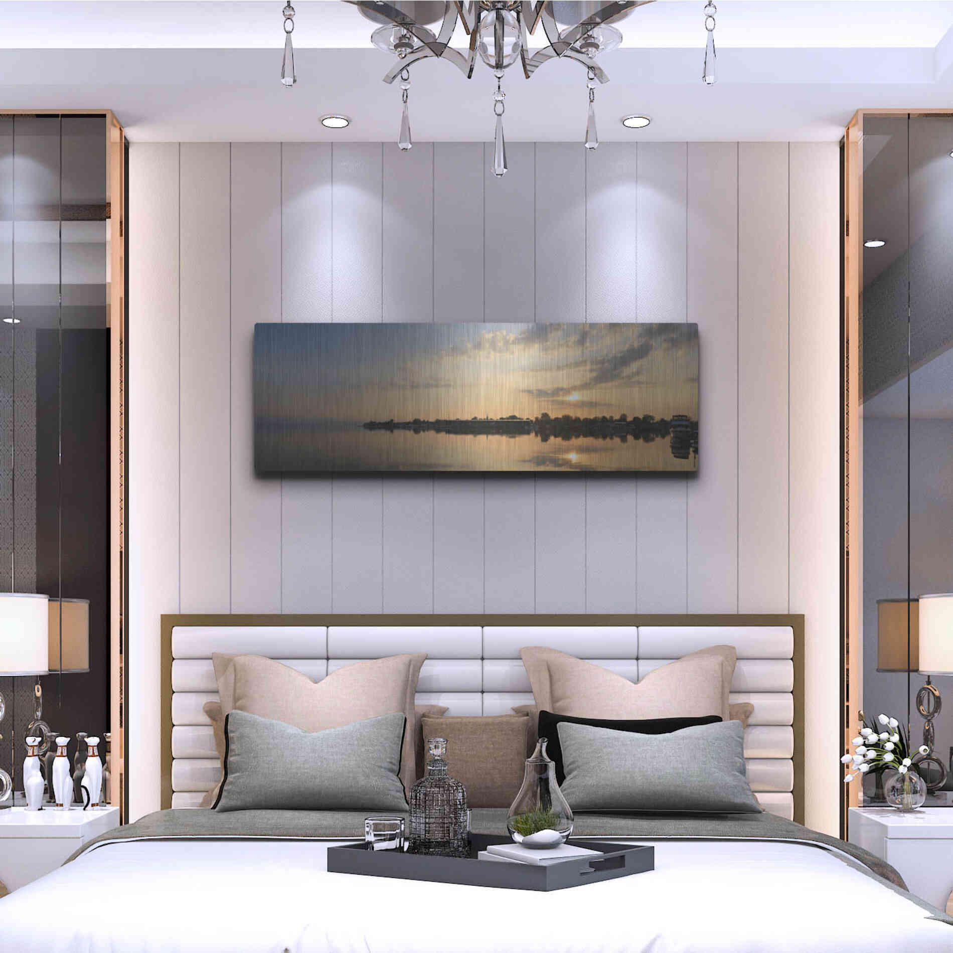 Luxe Metal Art 'French Bay Sunrise' by Lori Deiter, Metal Wall Art,48x16
