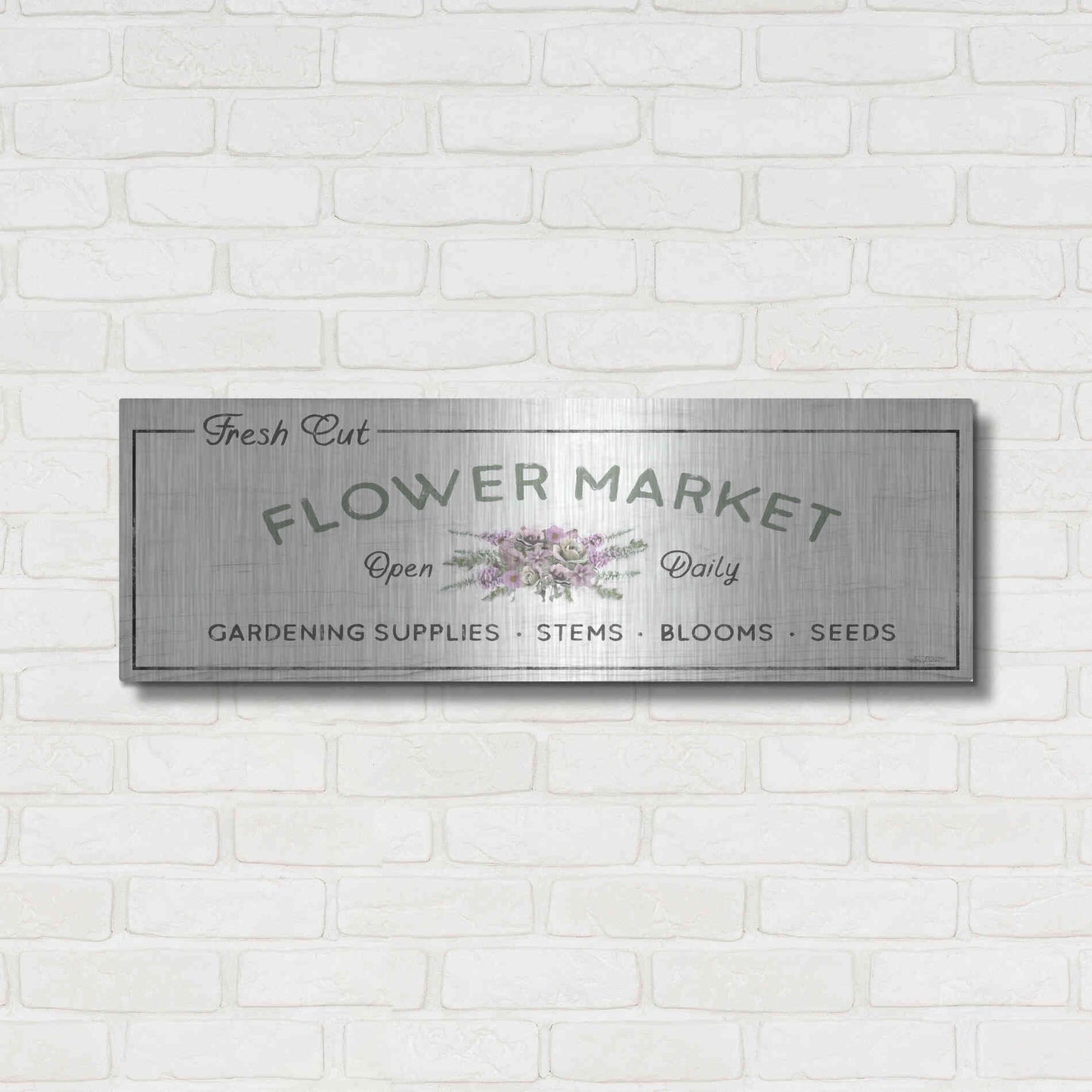Luxe Metal Art 'Flower Market' by Lori Deiter, Metal Wall Art,36x12