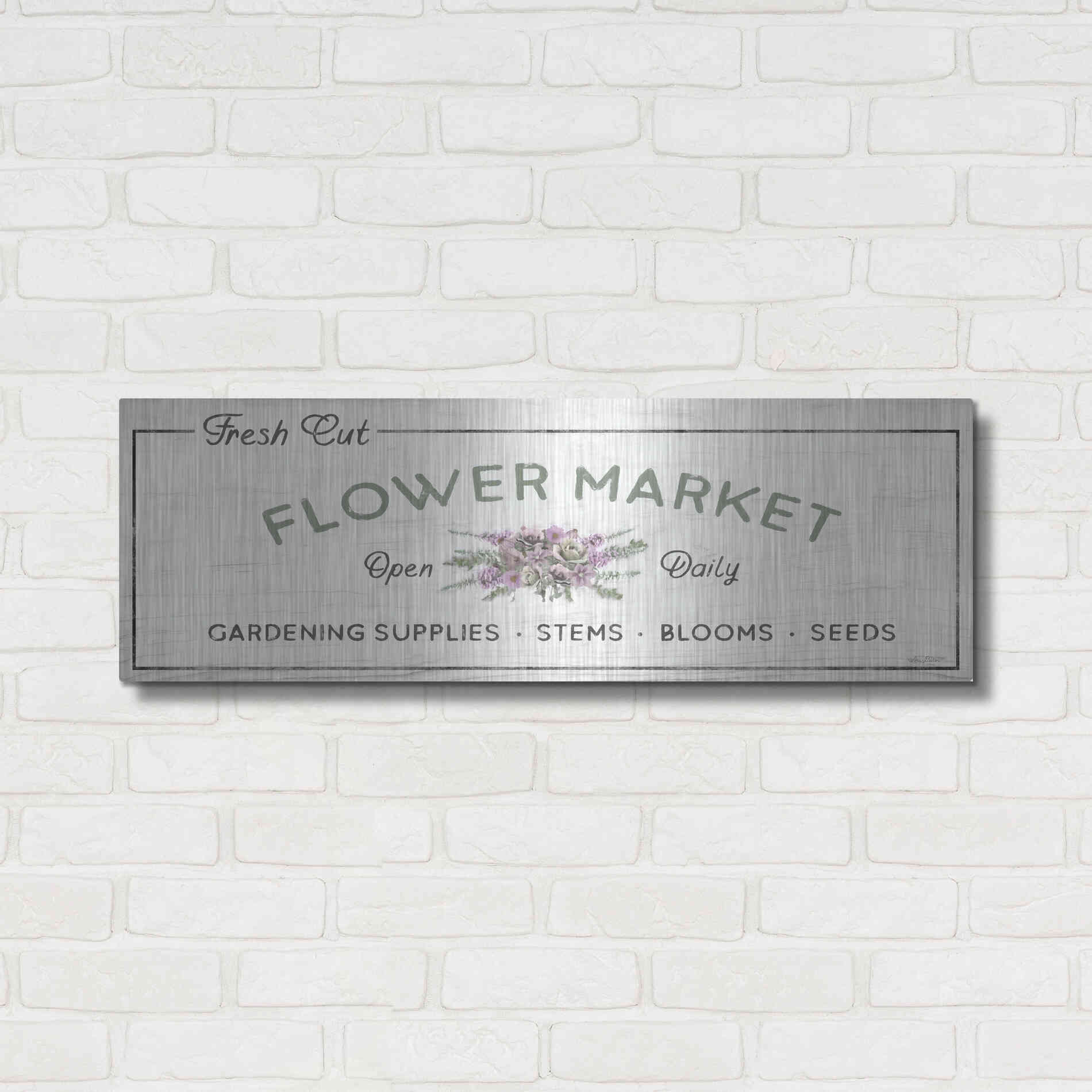 Luxe Metal Art 'Flower Market' by Lori Deiter, Metal Wall Art,36x12