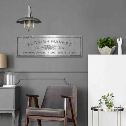Luxe Metal Art 'Flower Market' by Lori Deiter, Metal Wall Art,36x12
