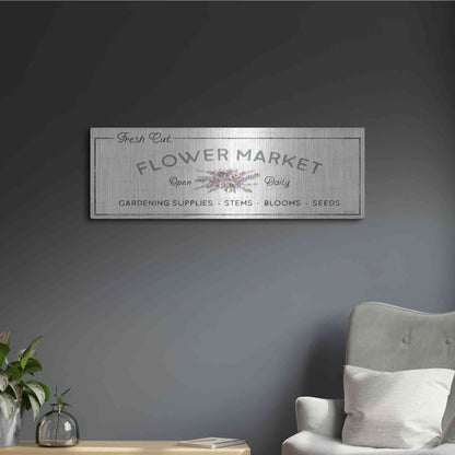 Luxe Metal Art 'Flower Market' by Lori Deiter, Metal Wall Art,36x12