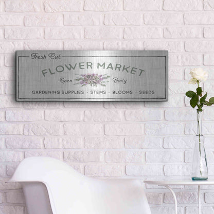 Luxe Metal Art 'Flower Market' by Lori Deiter, Metal Wall Art,36x12
