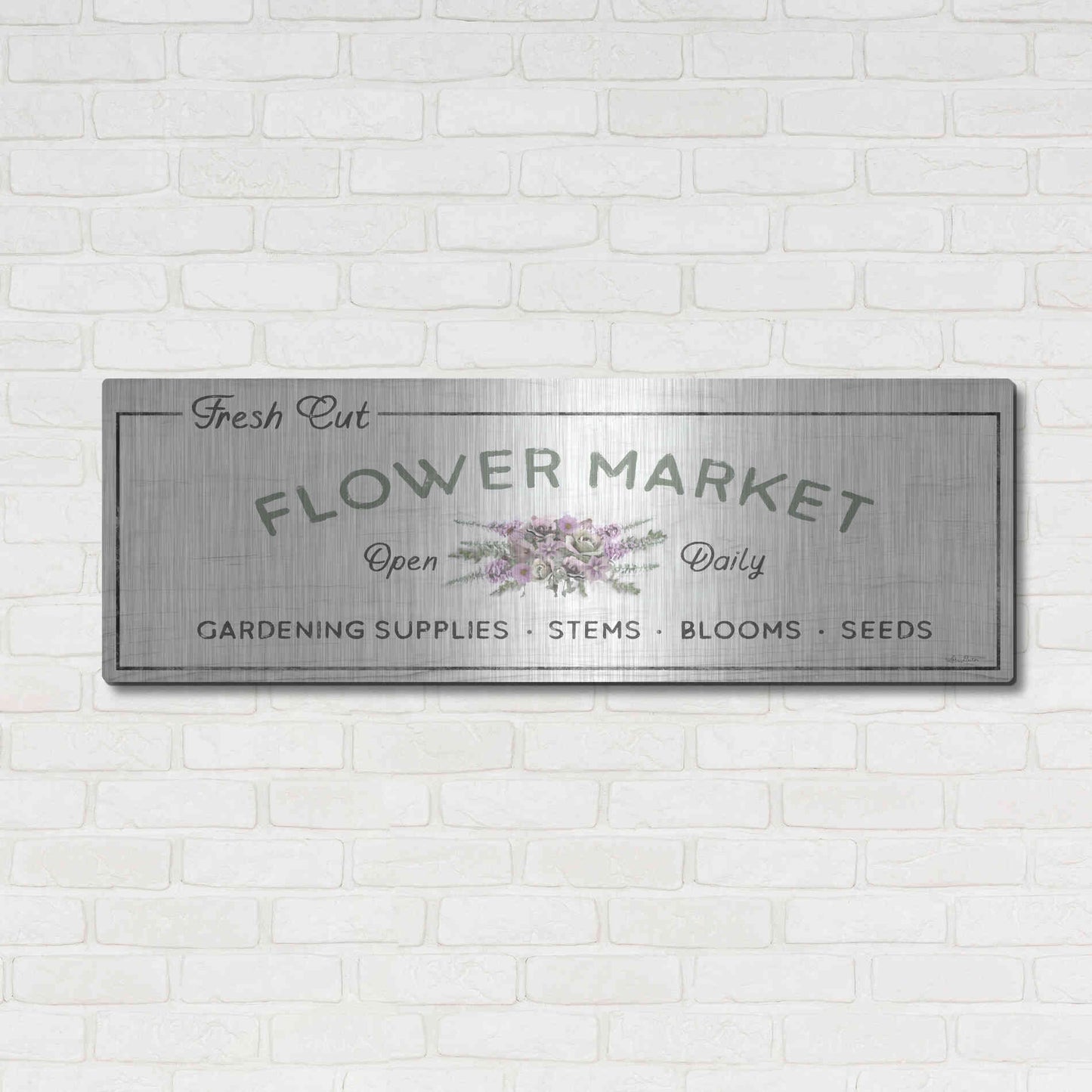 Luxe Metal Art 'Flower Market' by Lori Deiter, Metal Wall Art,48x16
