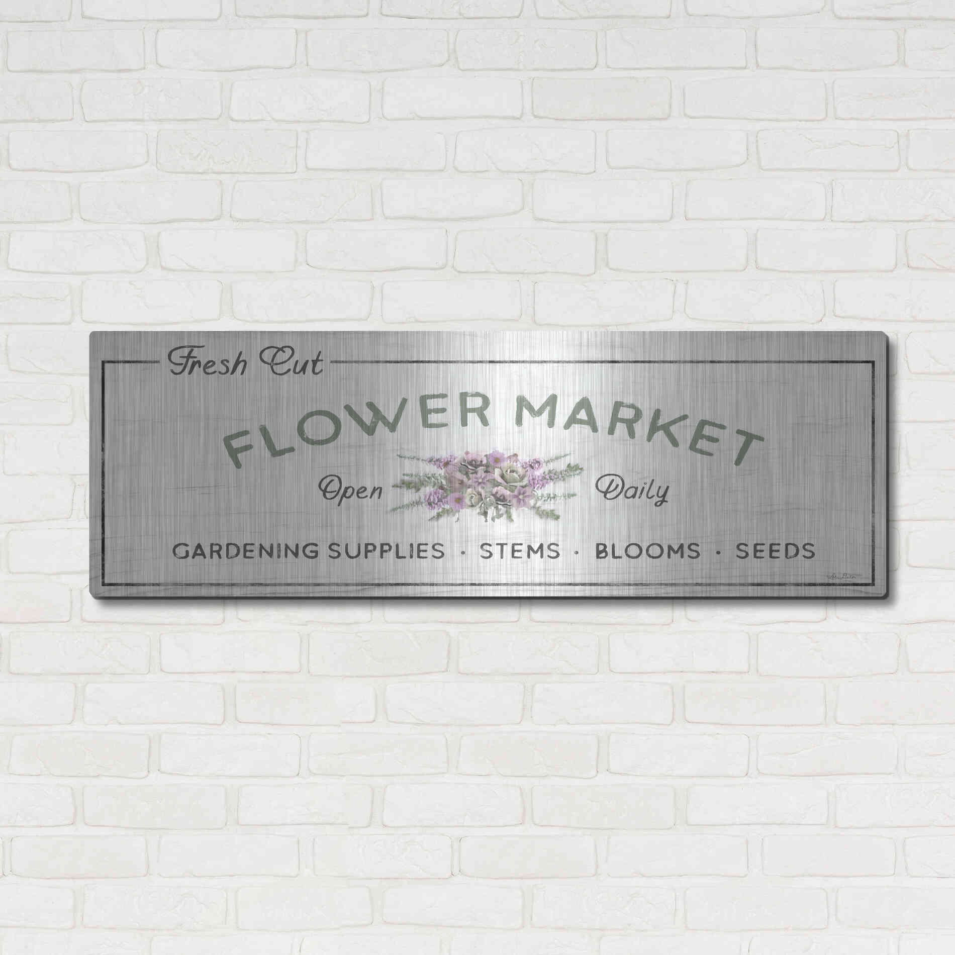 Luxe Metal Art 'Flower Market' by Lori Deiter, Metal Wall Art,48x16