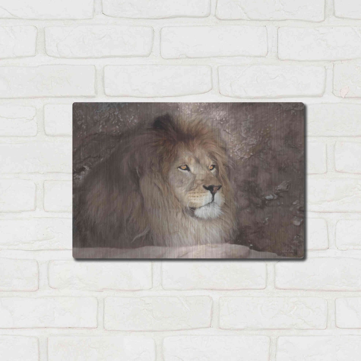 Luxe Metal Art 'Leo the Lion' by Lori Deiter, Metal Wall Art,16x12