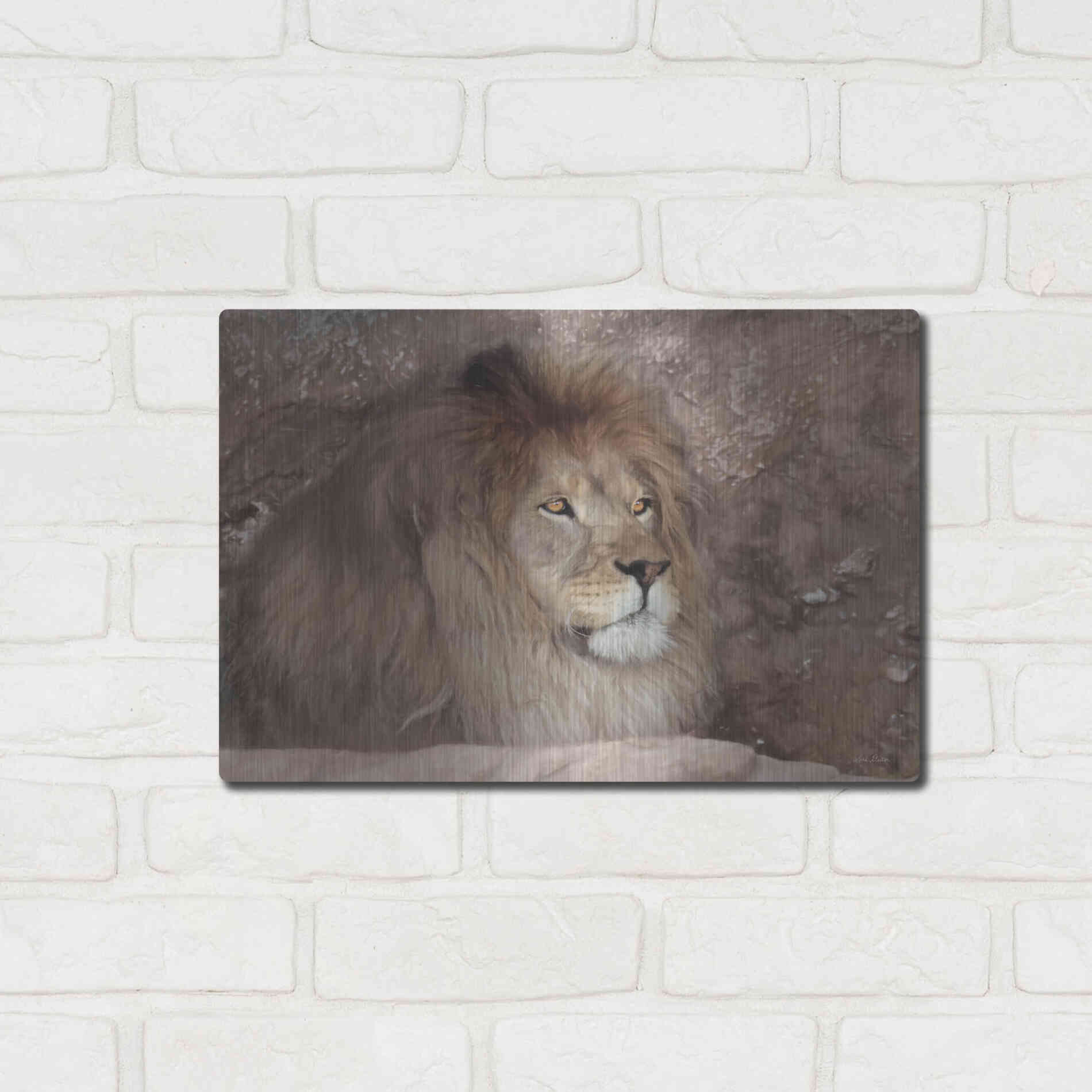 Luxe Metal Art 'Leo the Lion' by Lori Deiter, Metal Wall Art,16x12