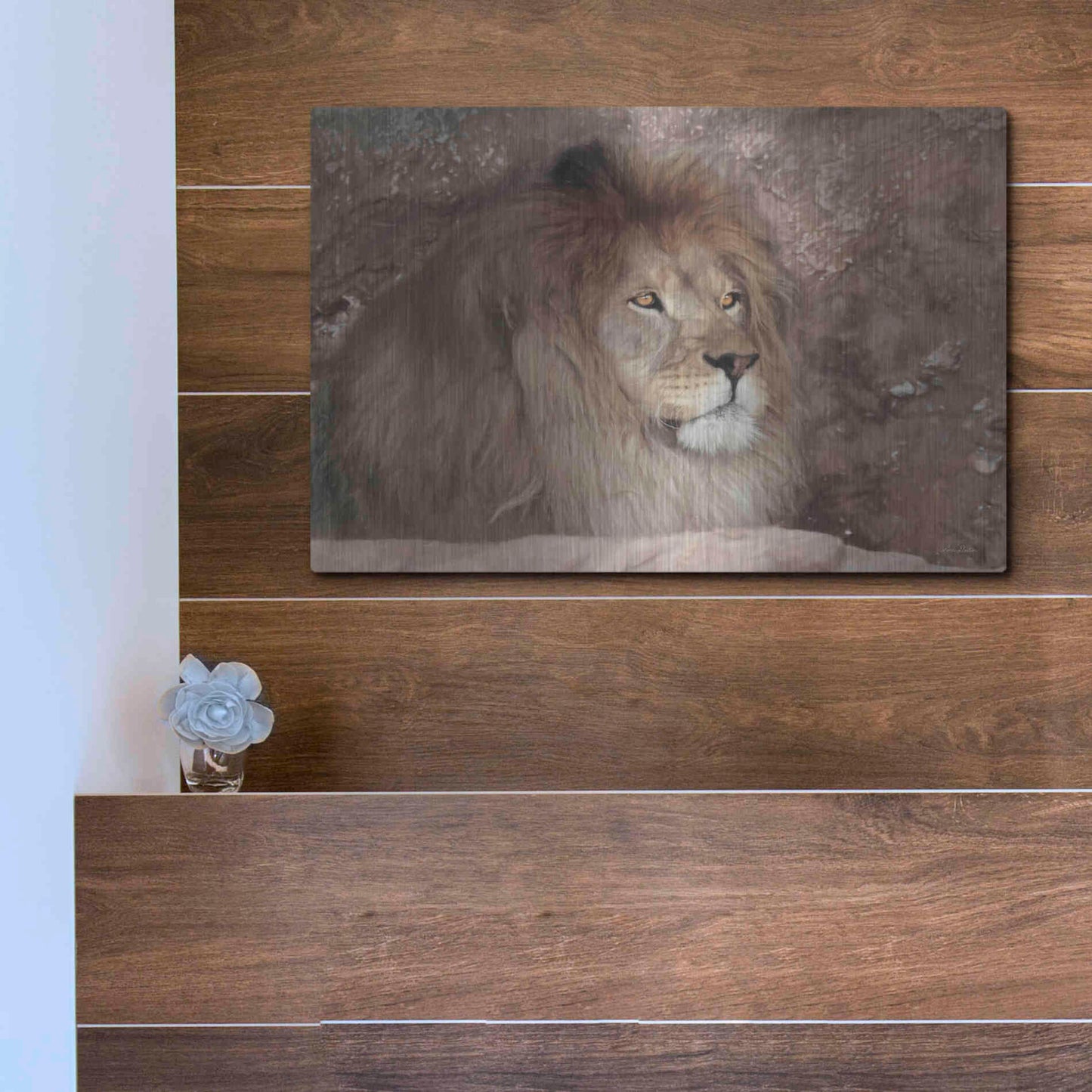 Luxe Metal Art 'Leo the Lion' by Lori Deiter, Metal Wall Art,16x12