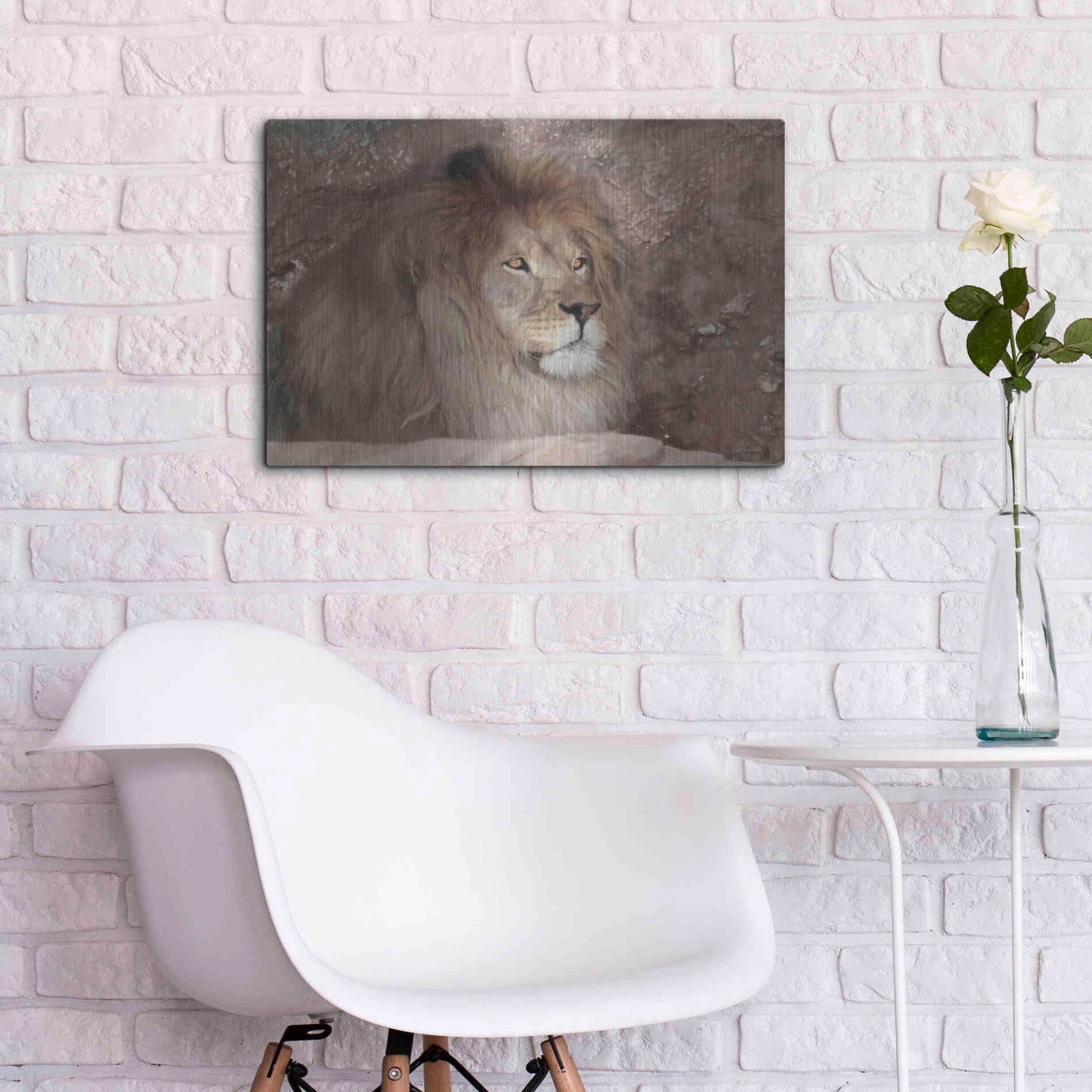 Luxe Metal Art 'Leo the Lion' by Lori Deiter, Metal Wall Art,24x16