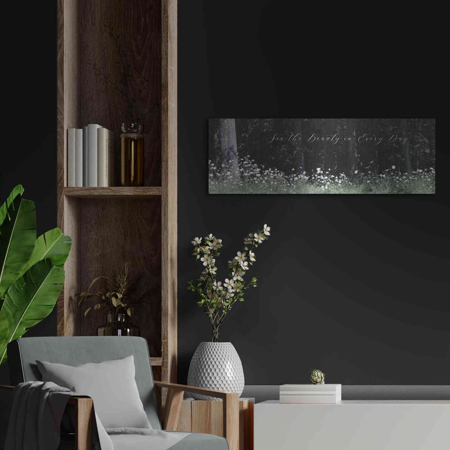 Luxe Metal Art 'See the Beauty in Every Day' by Lori Deiter, Metal Wall Art,36x12