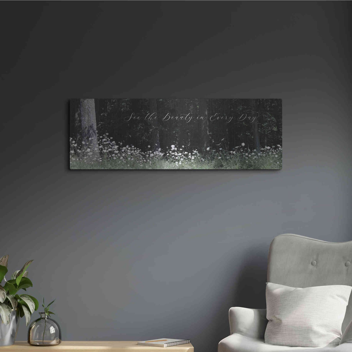 Luxe Metal Art 'See the Beauty in Every Day' by Lori Deiter, Metal Wall Art,36x12